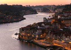 Aerial view of Porto at night