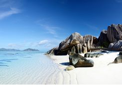 Rocks on a beach in the Seychelles
