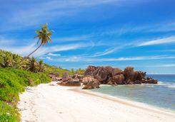 A beach on La Digue