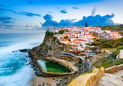 Coastline with houses on the cliff