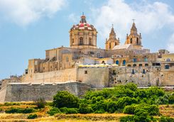 mdina's cathedral on a hill