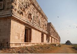 a side view of Uxmal's ruins