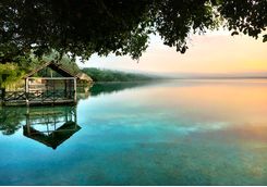 bacalar lagoon at dawn