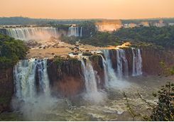 iguazu falls at sunset