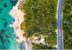 Coastal road aerial view