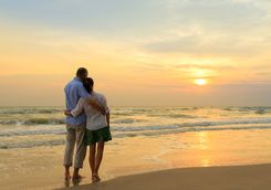 Romantic beach walk