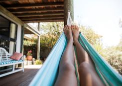 Relaxing in a hammock