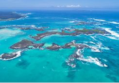 An aerial view of the Galapagos Islands