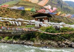 Prayer Flags on an Iron Bridge