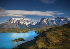 Aerial View of Mountain and Lake