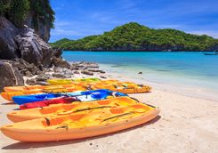 Koh Samu kayaks on the beach