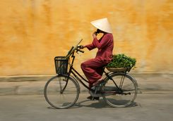 vietnamese woman cycling