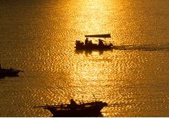 Fishermen at sunset