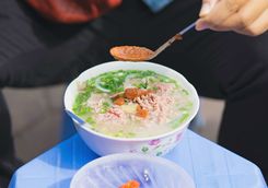 Pho in a Hanoi street market