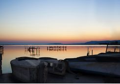 Sunset over the water