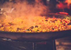 Spanish paella cooking