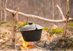 Cooking on a campfire
