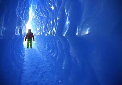 walking through ice tunnels