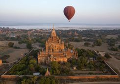 Hot air balloon at sunrise