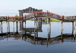 Bamboo bridge, Lake Inle