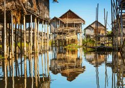Wooden stilt houses on Lake Inle
