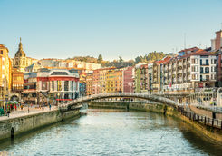 Riverbank and bridge in Bilbao