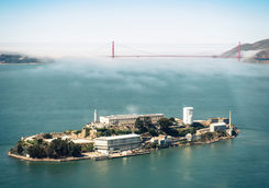 Alcatraz Island with Golden Gate Bridge