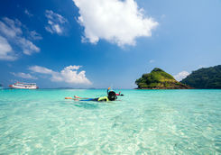 man swiming in the water