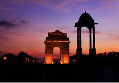 The India gate at sunset