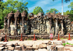Procession of elephants on the Elephant Terrace Angkor Thom