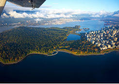 Aerial shot of Vancouver from a float plane