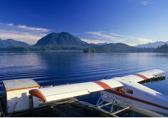 Float plane docked in Tofino