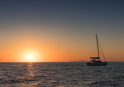 Catamaran out at sea