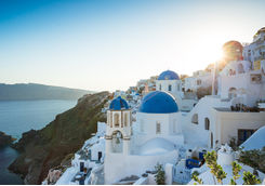 Sun setting over Santorini