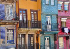 Multicoloured balconies in Porto