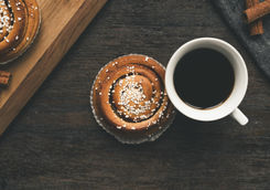Traditional Swedish cinnamon bun with coffee