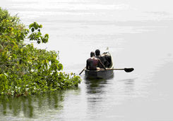 Locals fishing in Uganda