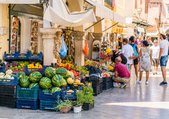 corfu old town market