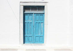 Blue door in Santorini