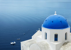 View of the sea from Santorini buildings