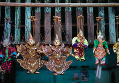 Burmese puppets in a market