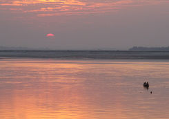 Sunset over the Chindwin River in Myanmar