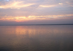 Sunset over the Chindwin River in Myanmar
