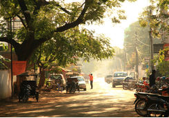 Street in the morning sunrise of Siem Reap