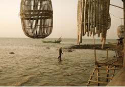 Wooden fishing traps for crabs
