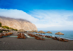 Santorini beach near volcano