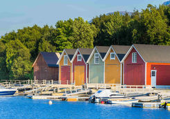 Painted fishermen's huts in Norway