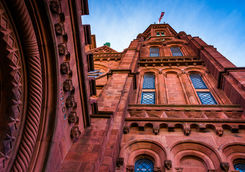 Looking up at the Smithsonian castle