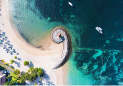 sanur beach aerial