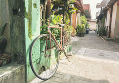 bicycle parked residential street